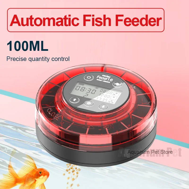 

Automatic Fish Feeder for Aquarium Automatic Food Dispenser with Timer Rechargeable Timer Feeder with USB Cable LCD Display