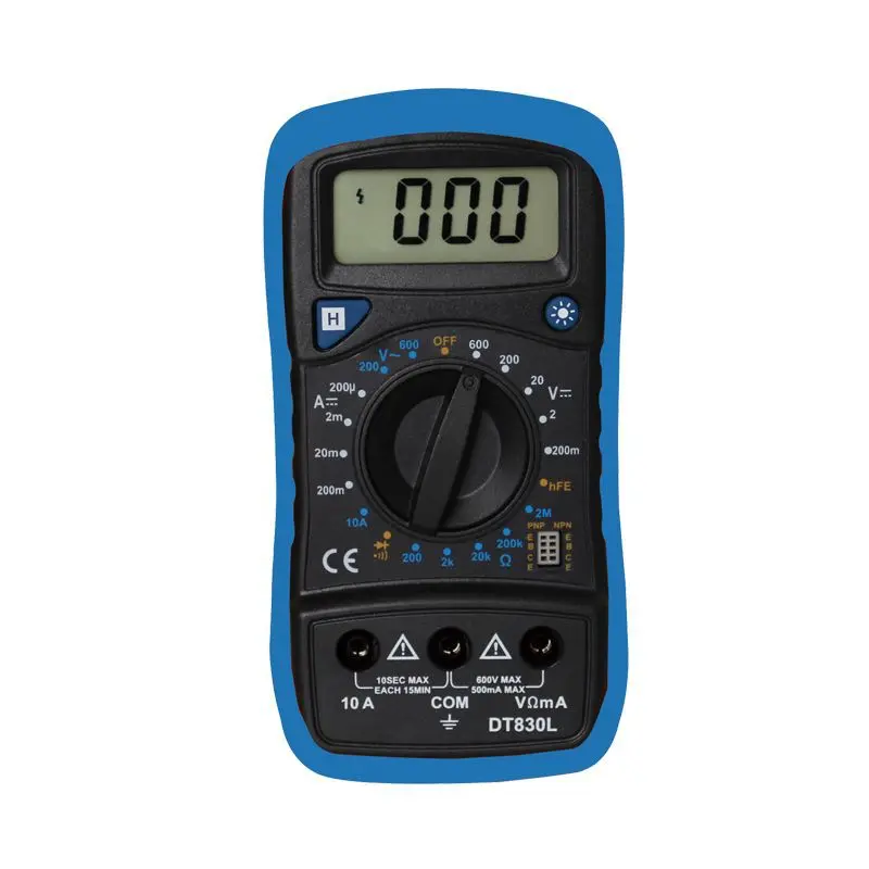 Digital multimeter DT830L backlight display function AC voltage 200-600V buzzer function on-off detection