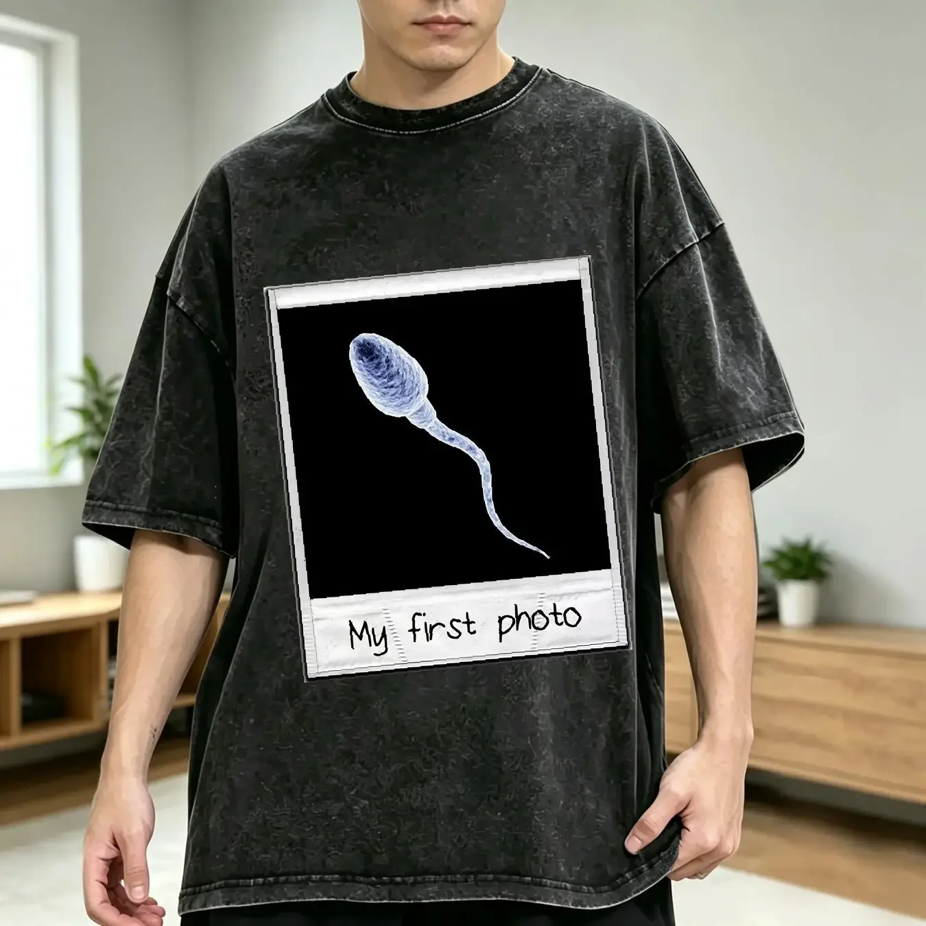 washed T Shirt New Blaze Man My First Photo Idea long or short sleeves vintage Washed fashion Comfortable Casual streetwear