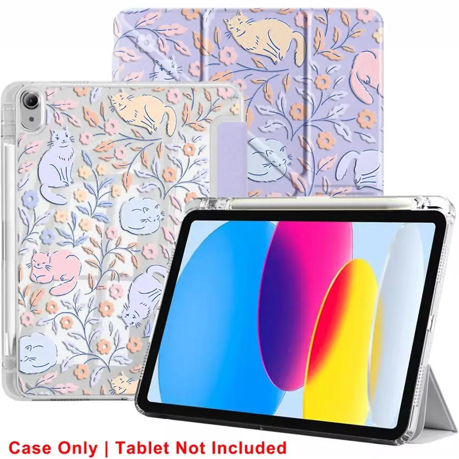 Soft Floral Cat Tablet Case For iPad Mini 6 7 Pro 2025 Air 4 5 M3 M2 M4 11inch Pro 11th 10th 9th 8th 7th 12.9inch Holder Cover