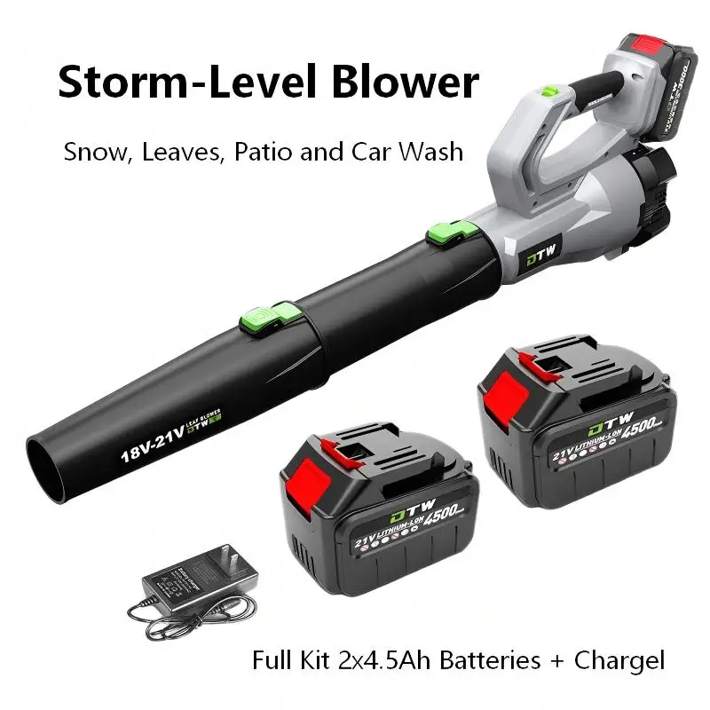 4.5Ah 485W Cordless Brushless Jet Blower, High-Power Fan for Yard Leaves, Winter Snow & Car Wash Drying, 55M/S Outdoor Air Gun
