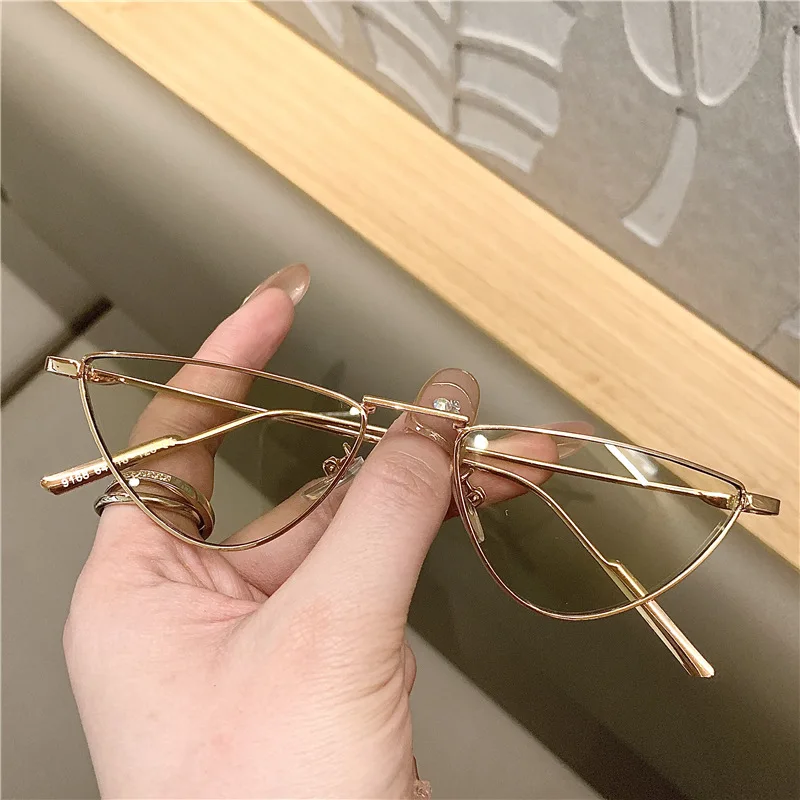 Mode Metall kleine Cat Eye Sonnenbrille Frauen ins beliebte Punk Sonnenbrille weibliche Schattierungen klare Ozean Linse Hip Hop Brillen uv400 – Detail 7