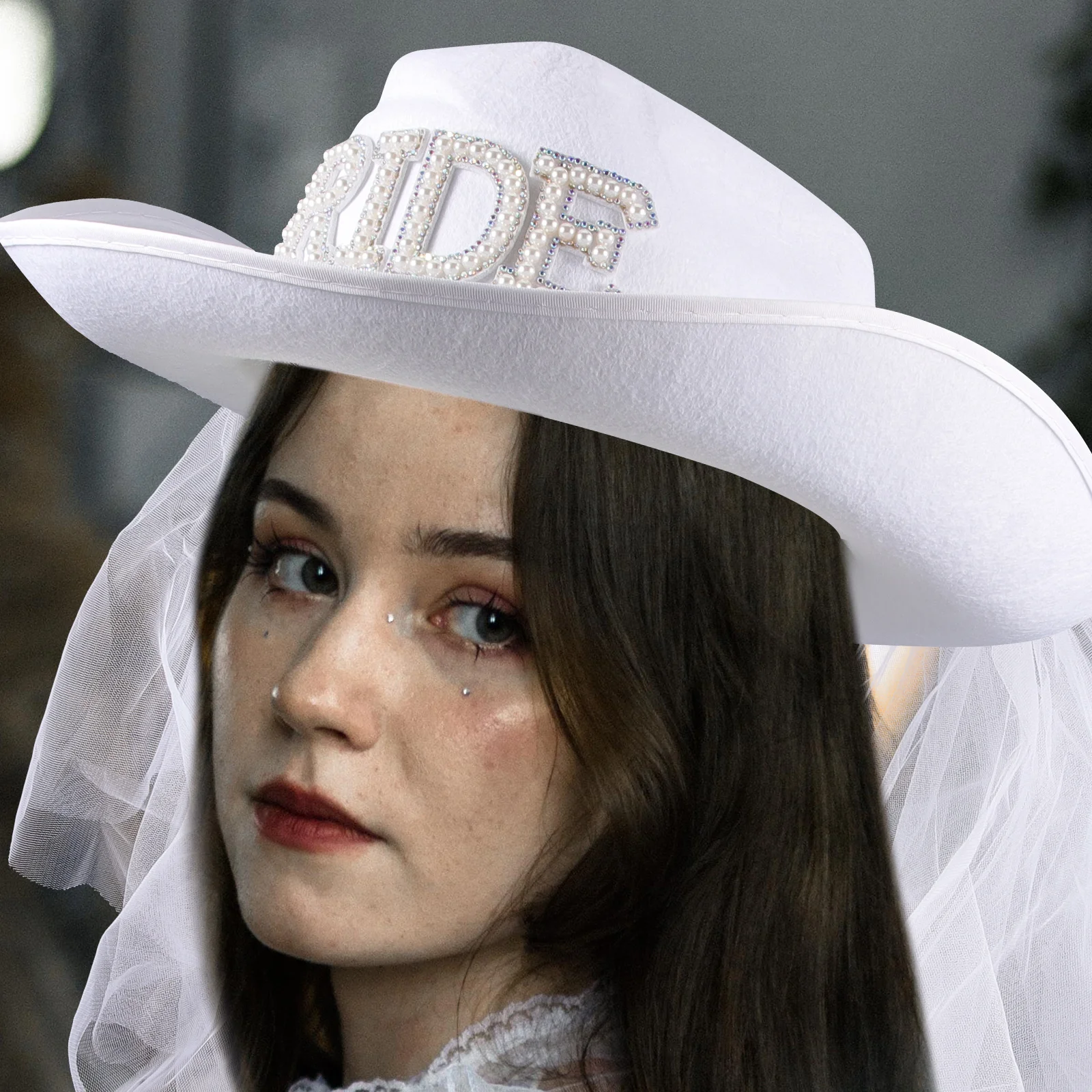

Cowboy Hat Elegant Pearl Wedding Bridal Party Accessories Hats Bachelorette Favor