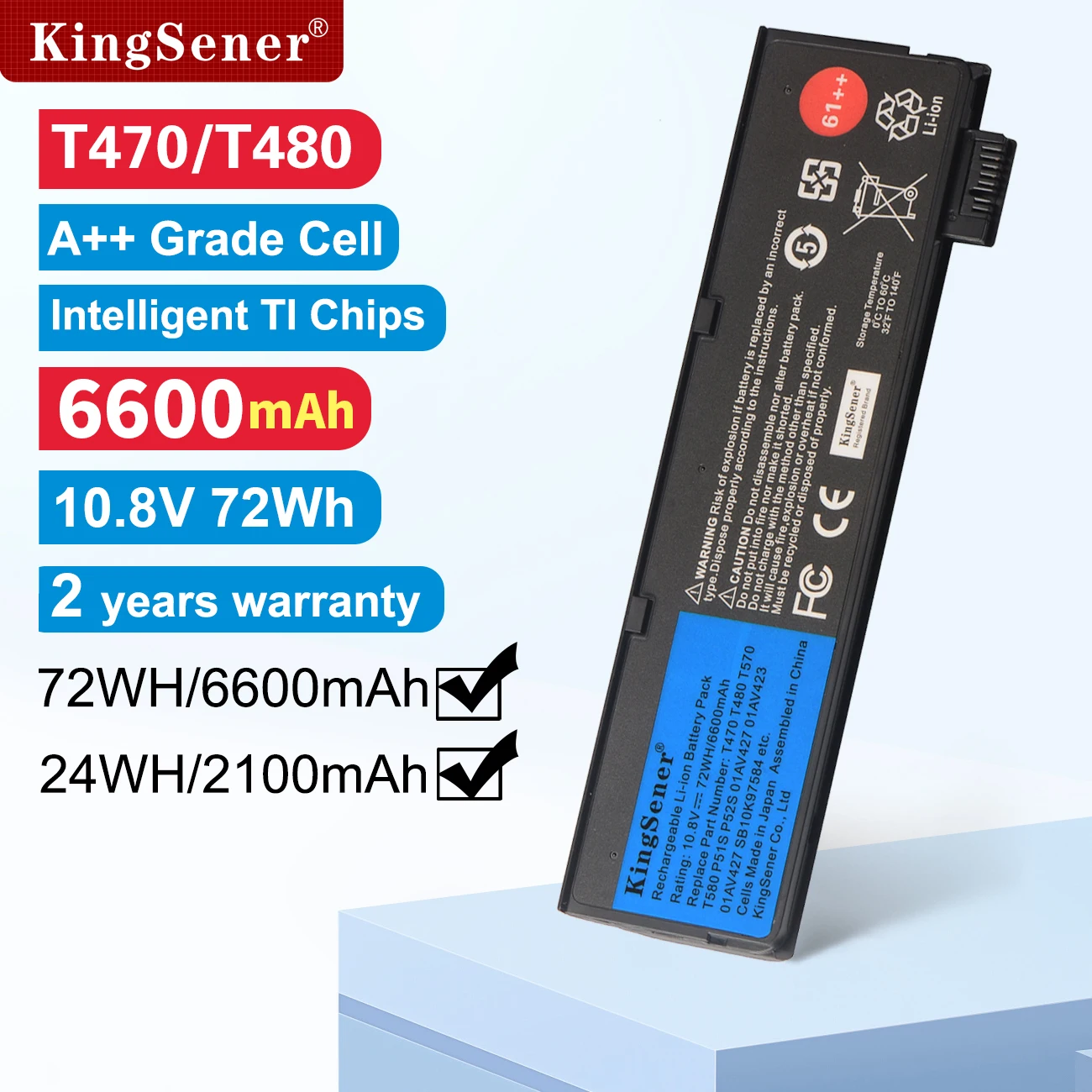 KingSener-بطارية كمبيوتر محمول لينوفو ثينك باد ، 10.8 فولت ، 6600mAh ، T470 ، T480 ، T570 ، T580 ، P51S ، P52S ، 01AV427 ، 01AV428 ، 01AV423 ، SB10K97580, 61 ++