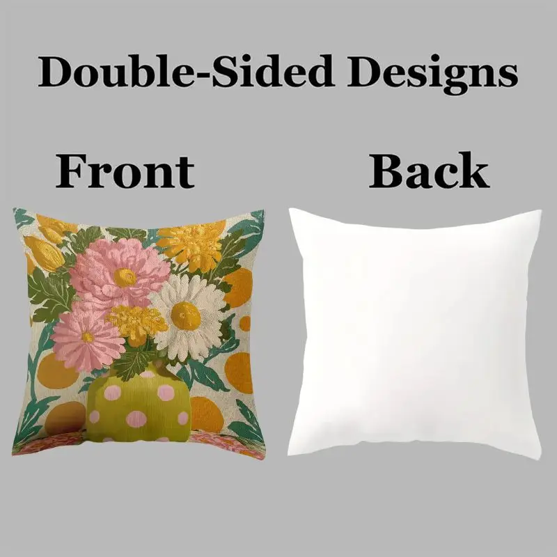 Vivid Floral Print Pillowcase Set Throw Cushion Bedding Covers Summer Boho Decor Accent for Bedroom Apartment Home Refresh