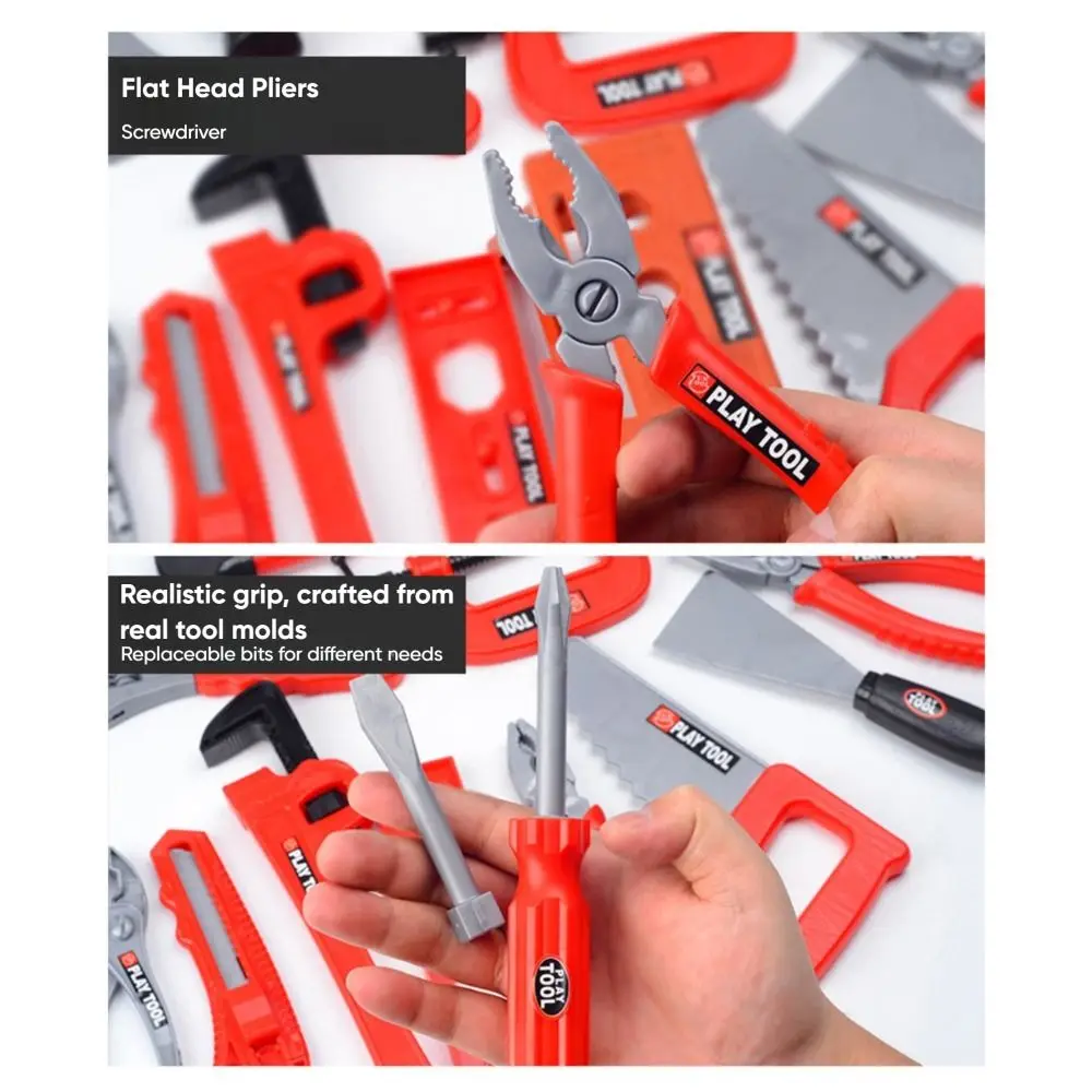 38/39/41/42/55PCS Rot Toolbox Set Pretend Spielen Cosplay Frühe Bildung Reparatur werkzeuge Spielzeug Eltern-Unisex Interaktive Kunststoff