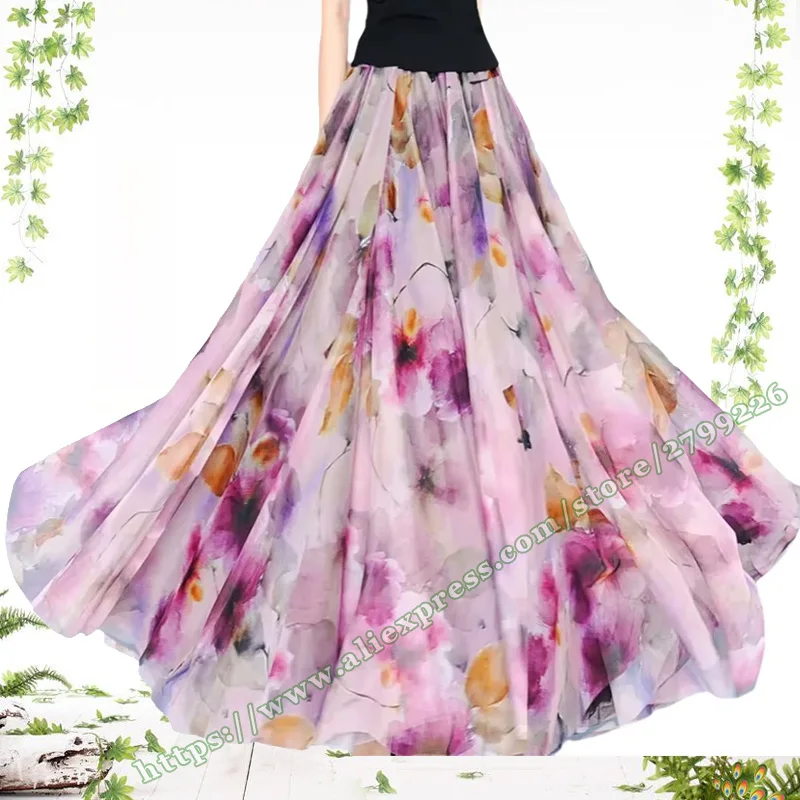 2026 Spring Retro Big Flower Big Bottom Complete Round Elegant Long Skirt vintage leopard  Skirt with Maxi flowy skirt women