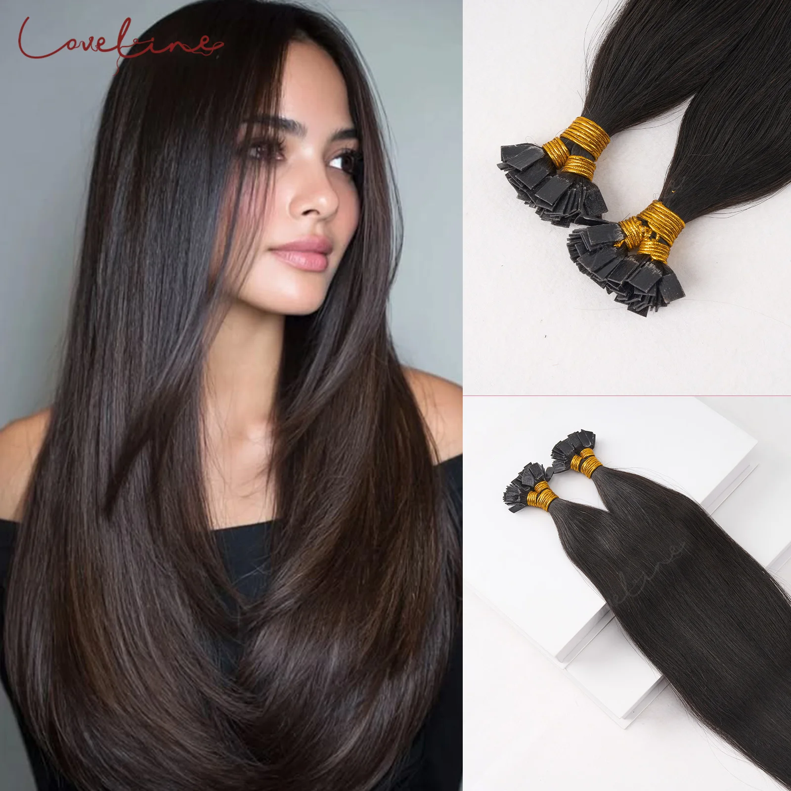 100% Real Remy Human Hair Flat Tip K Tip Straight Extensions Keratin Prebonded Fusion Capsule Microlink New Hairpieces for Women