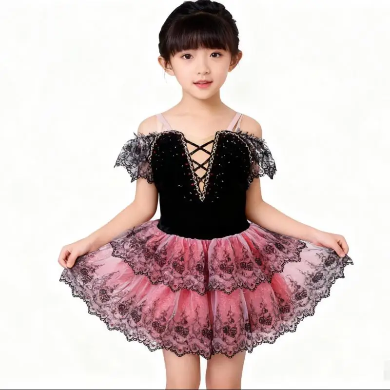 

Балетное платье Carmen Variant, детские профессиональные балетные пачки для девочек, черная, красная одежда для соревнований, Balerina