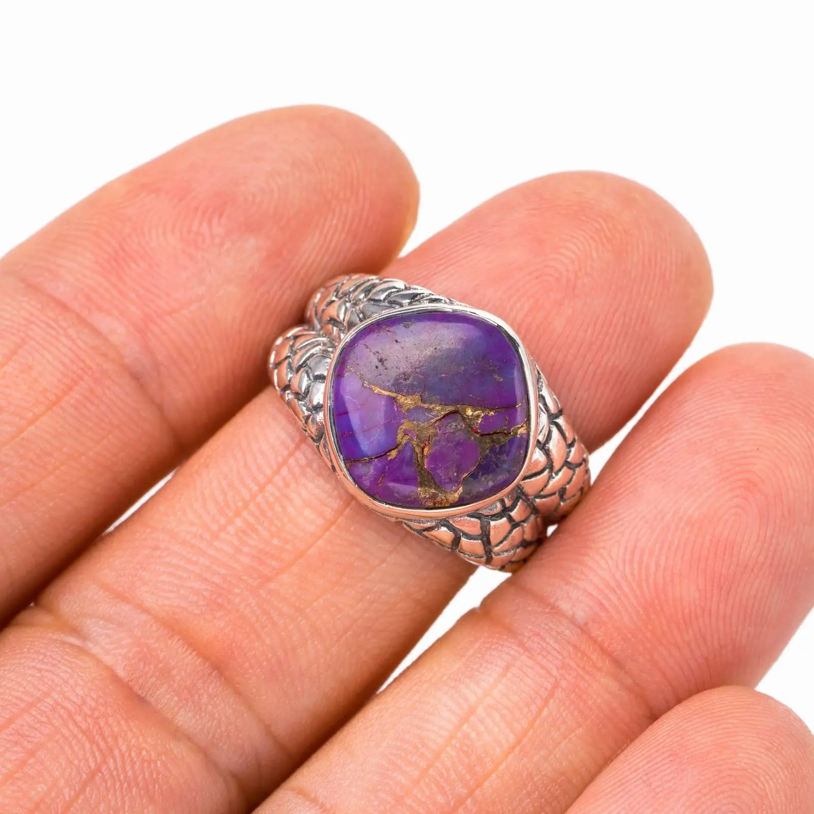 

StarGems® Natural Copper Turquoise Handmade 925 Sterling Silver Ring 6.75 E7623