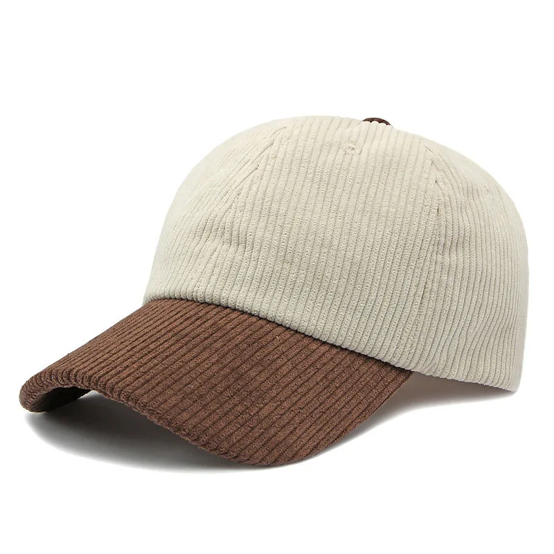 Customized Printed Logo Color Blocked Corduroy Duck Tongue Hats Men's And Women's Outdoor Windproof And Sunshade Baseball Caps