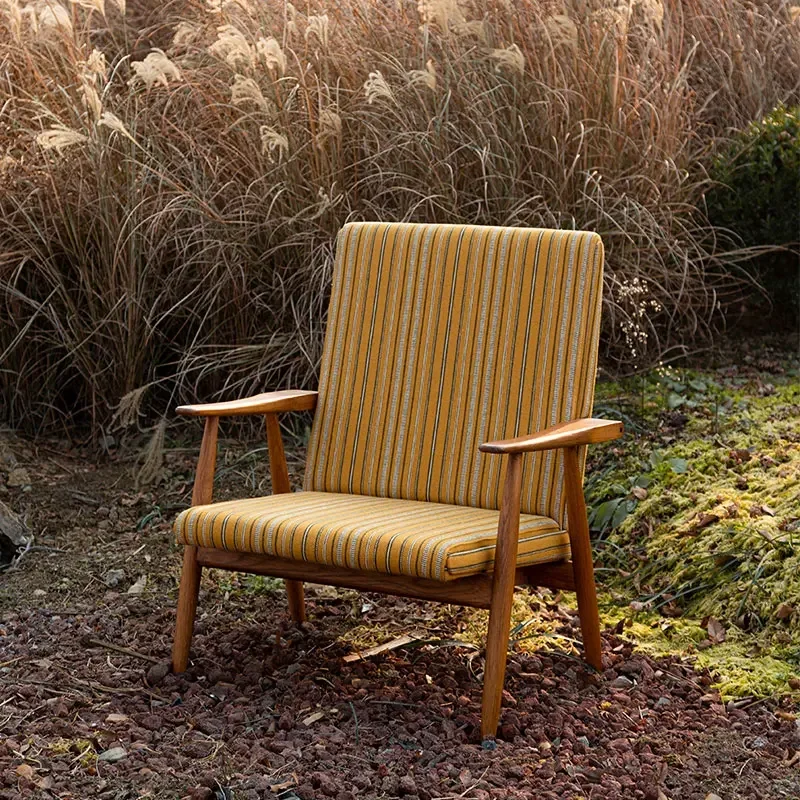 Solid wood fabric modern simple retro single casual armrest sofa back recliner