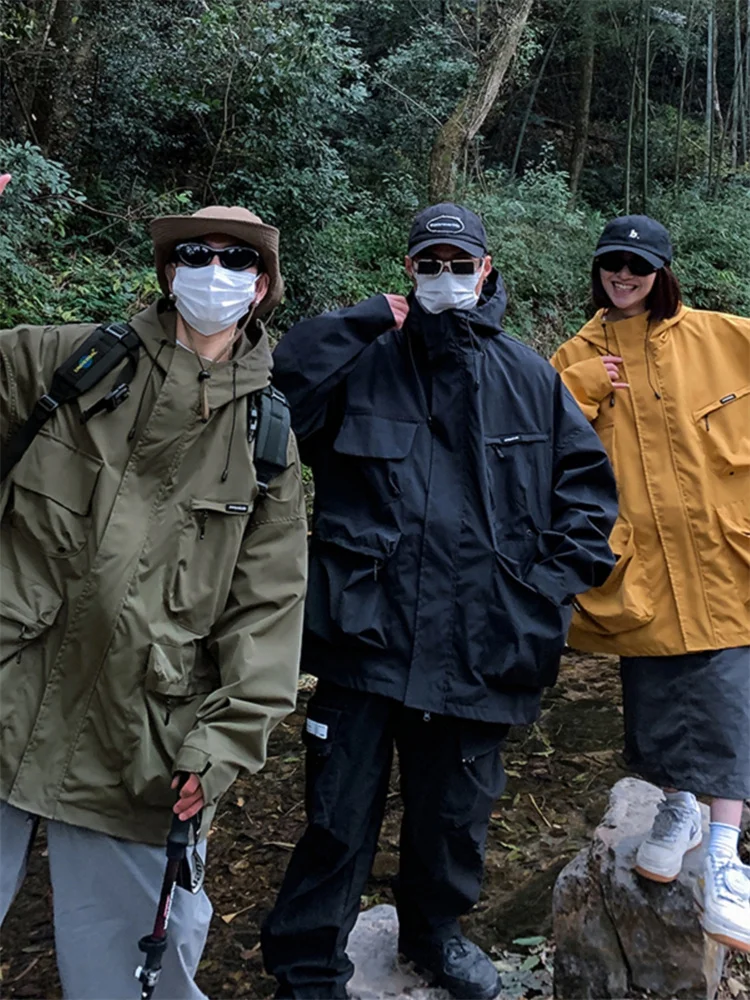 

Мужская демисезонная куртка для активного отдыха, большие размеры, парная модель, с капюшоном, на флисовой подкладке, ветрозащитная, повседневная рабочая одежда, костюм для горного туризма