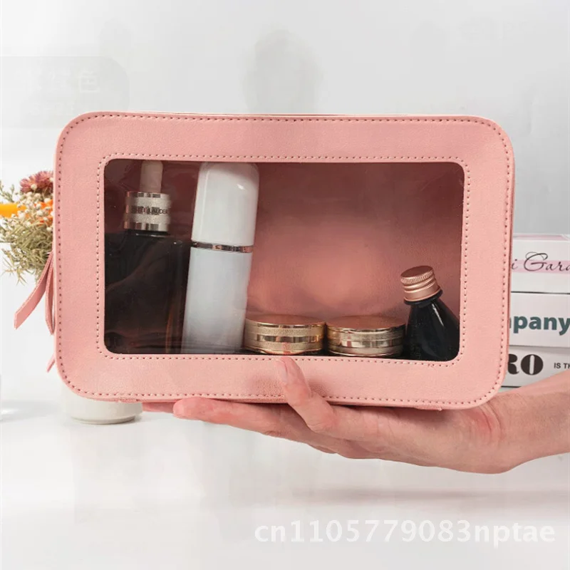 Fashion Simple Transparent PVC Waterproof Cosmetics Storage Bag Solid Color Cross-border New Wash Cosmetic Bag