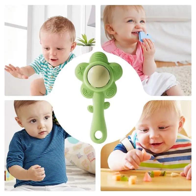 Sunflower Rattle Grab Shake Toy Silicone Babies Rattle Toy Sensory Teething Toy For Toddler Boy Girl Aged 6-18 Months