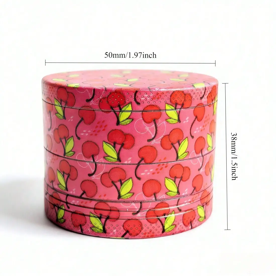 2 Inch Luxe Grinder Cute Pink , Cherry & Leopard Print | Chic Zinc Alloy for Gift Smokers