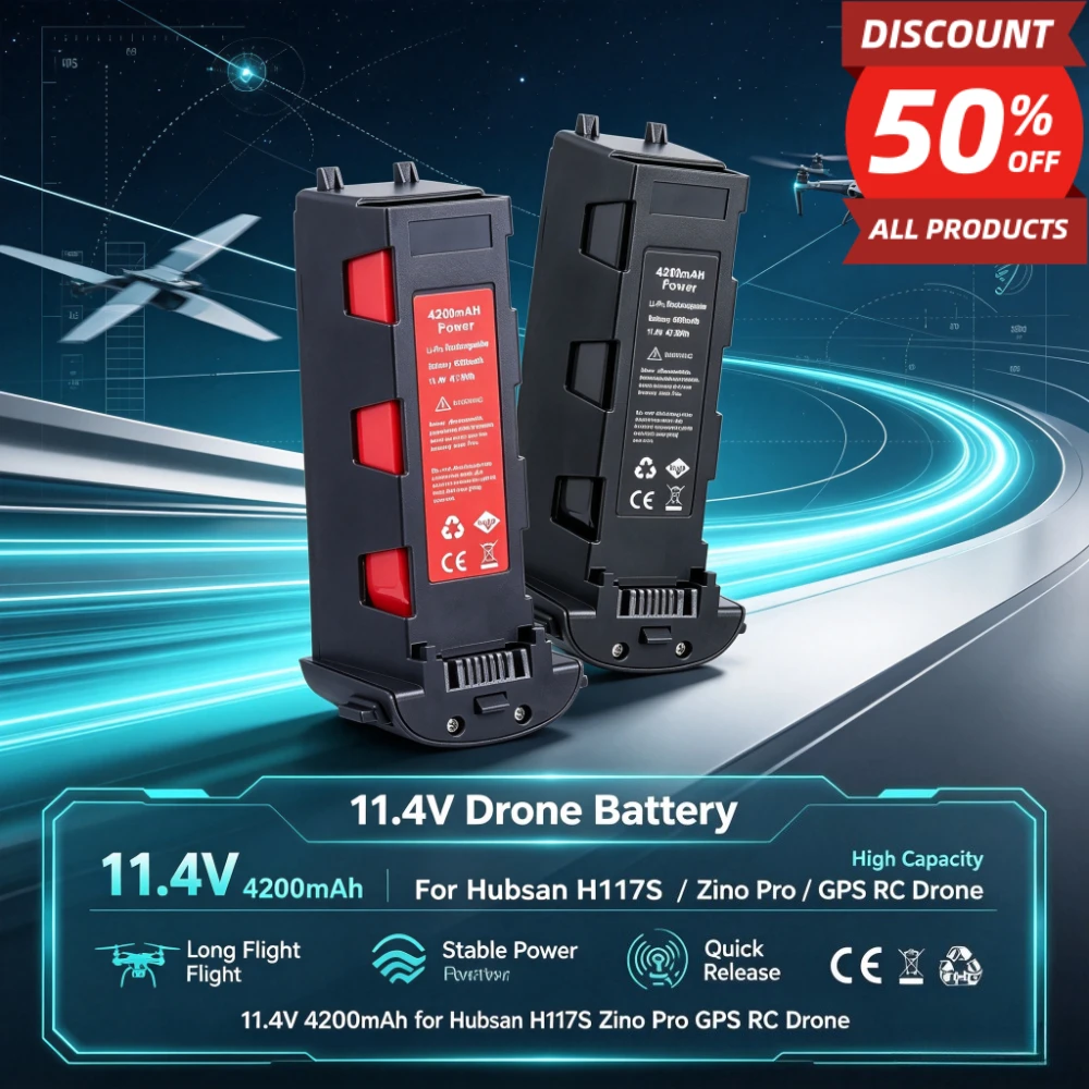 New 11.4V 4200mAh Li-Polymer Battery Spare Parts for Hubsan H117S Zino Pro GPS RC Drone Flight Battery FPV Racing RC Quadcopter