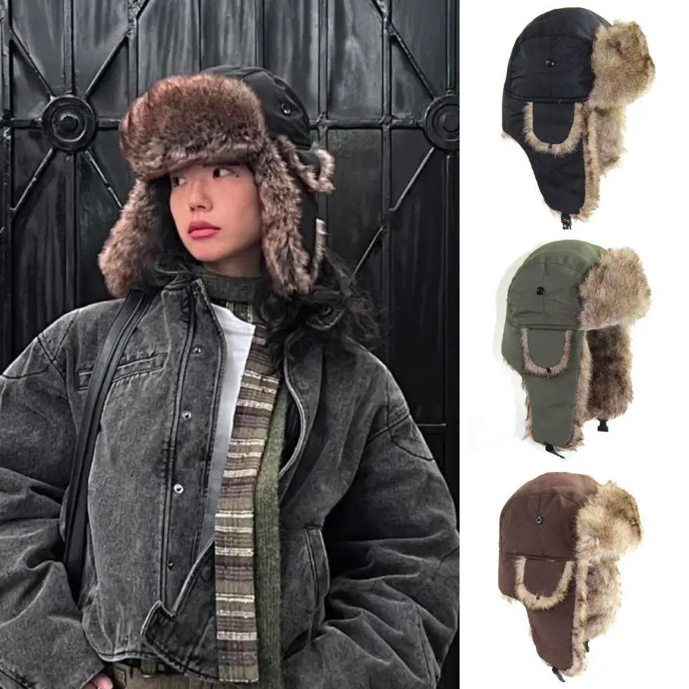 Gorro con orejeras de aviador, cazador de invierno, cálido, impermeable, para discoteca, esquí, gorro de bombardero, forro polar grueso, protectores de orejas cálidos, 1 ud.