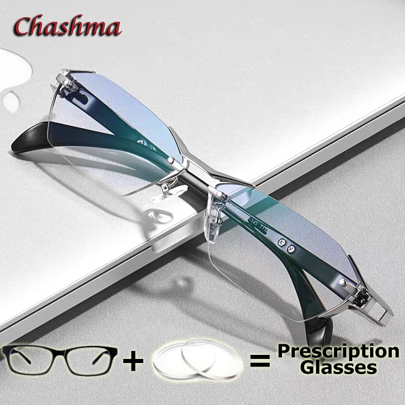 Men Rimless Optical Prescription Glasses Progressive Multifocal Lenses Recipe High End Gentlemen Eyeglass Myopia Glasses