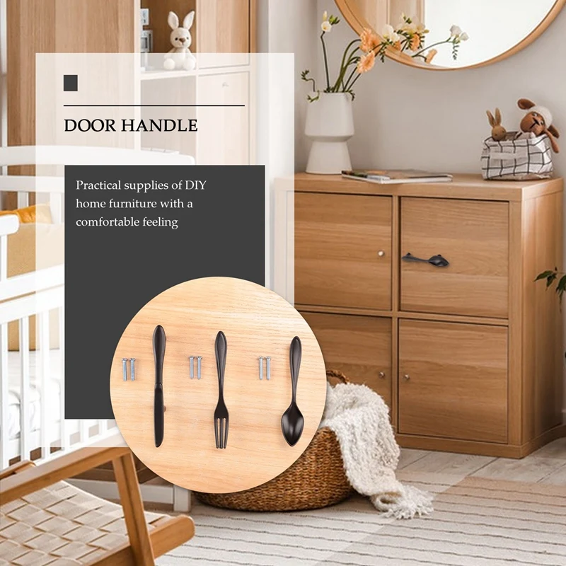 A01V-Door Handle 3-Handle Kitchen Handle - Black