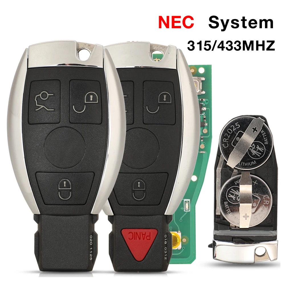 

jingyuqin NEC System 3 Button Smart Remote Car Key Fob 315/433Mhz For Mercedes For Benz CLS W204 W202 W212 W211 W203 W205