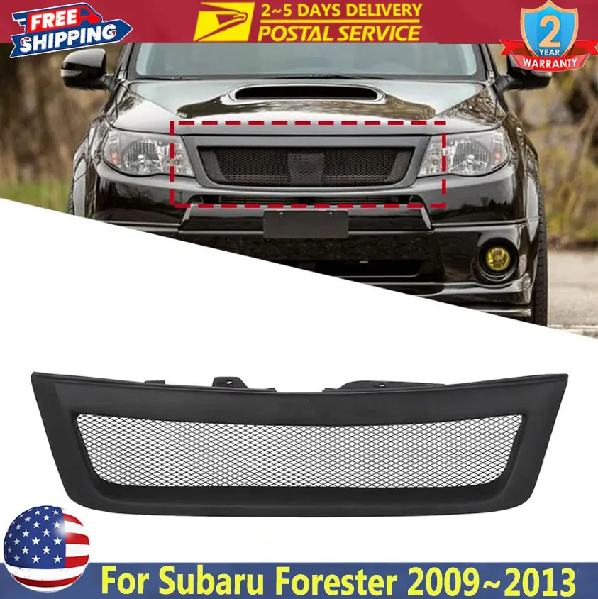 

Matte Black Front Bumper Grille Grill Fiberglass For Subaru Forester 2009~2013 Car Front Bumper Hood Grill Grille Cover Trim Kit