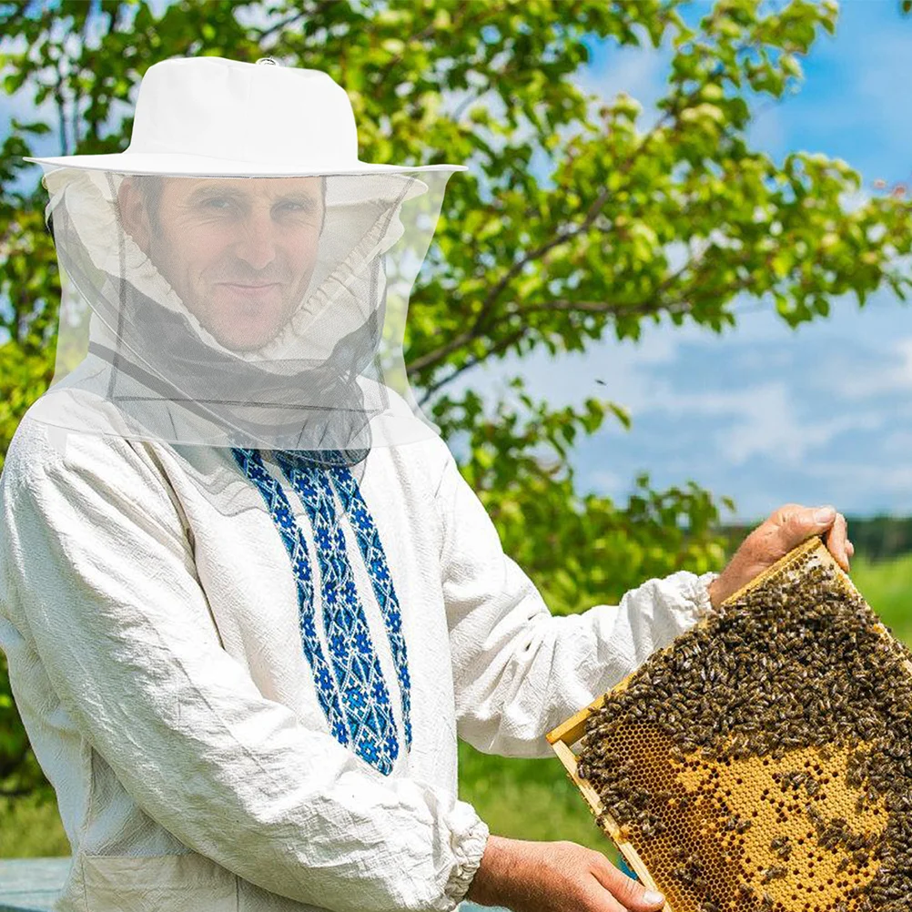 

2Pcs Beekeeping Hats White Lightweight Breathable Mesh Veil Sun Protection Hat Outdoor Gardening Fishing Camping Hiking