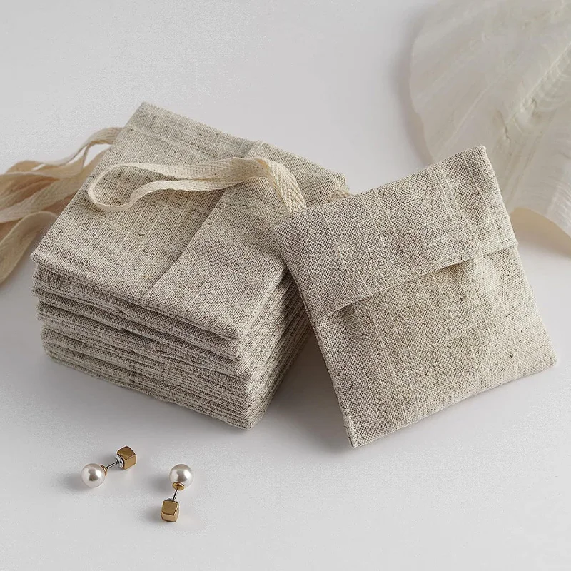 Jute Handbag 3x3in 3x4in 4x6inch 5x7in pack of 50 Linen Envelope Pouches Jewelry Gift Pouch