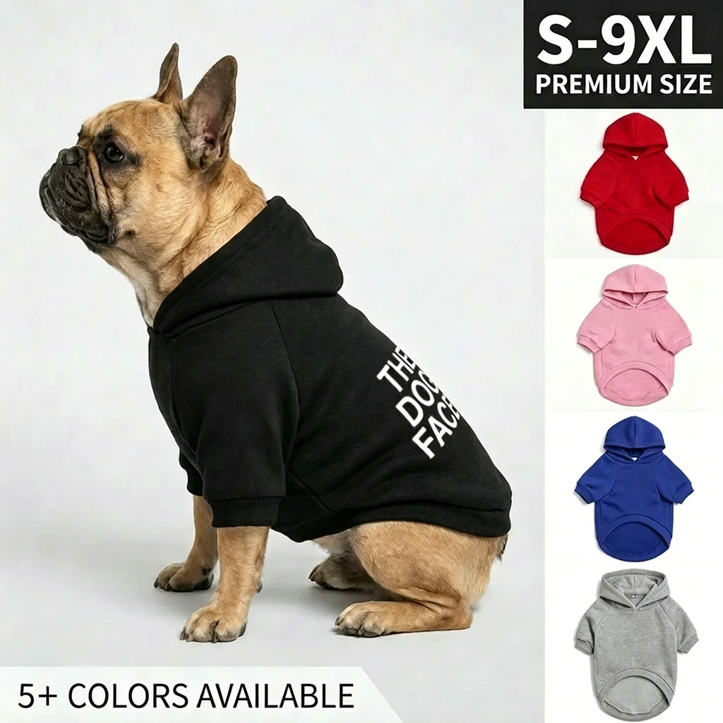 Sudaderas con Capucha para Perros, Otoño e Invierno, Ropa para Perros Grandes, Color Sólido, Estampado, Chaqueta para Bulldog Francés y Labrador