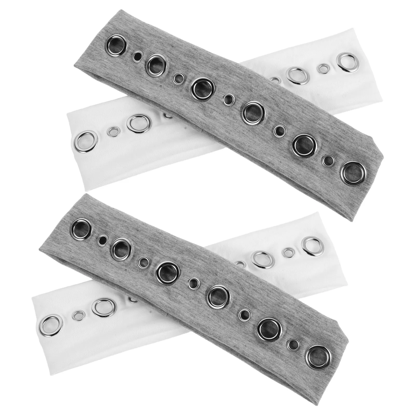 

4Pcs Punk Hairbands Hollow Eyelets Elastic Headbands Wide Stretchy Grommet Hairbands Casual Rock Grunge Gothic Hair Accessories