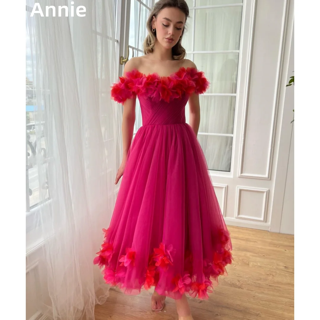 

Annie Sweetheart Hot Red Prom Dresses A-line Tulle Fairy Evening Dresses Sexy Strapless Wedding Party Dress Vestidos De Noche