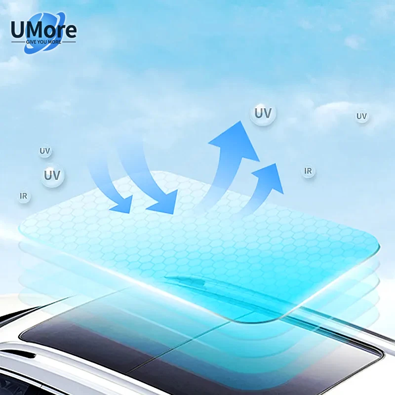 مخصص 7.5Mil 99% رفض الحرارة UV حجب الضوء الأزرق/أسود فتحة سقف السيارة نافذة فيلم بولي TPU بانورامية كوة طبقة حماية