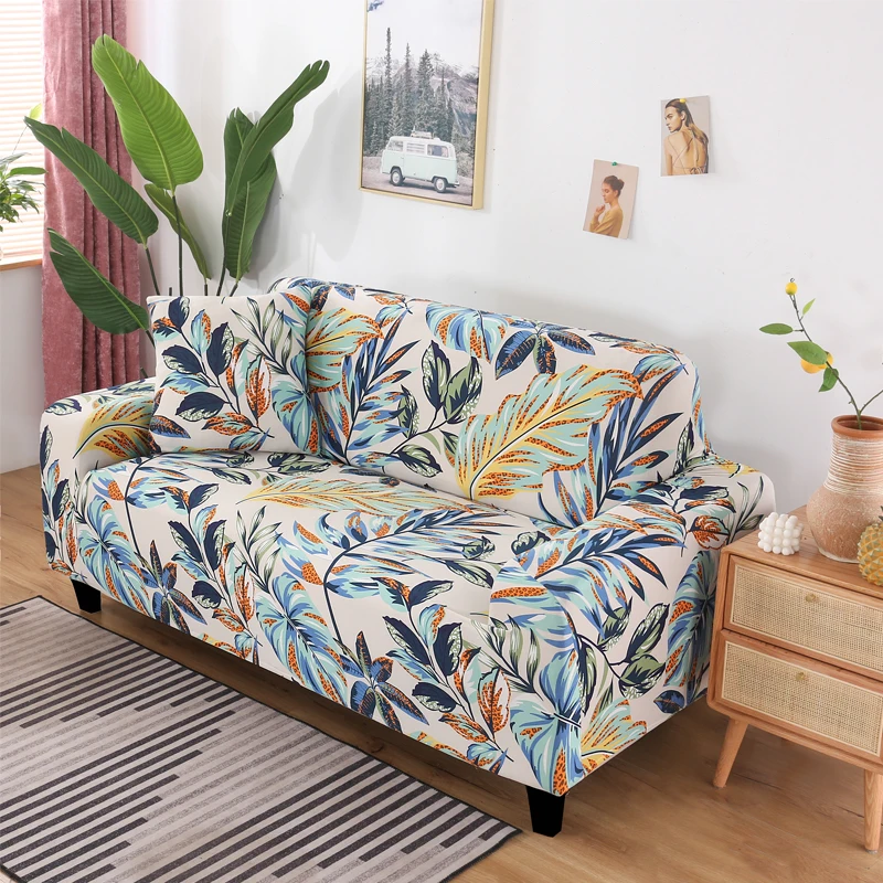 Four Seasons Universal Printed Sofa Cover with High Elasticity for Easy Installation of Sofa Covers for Pets to Prevent Dirt