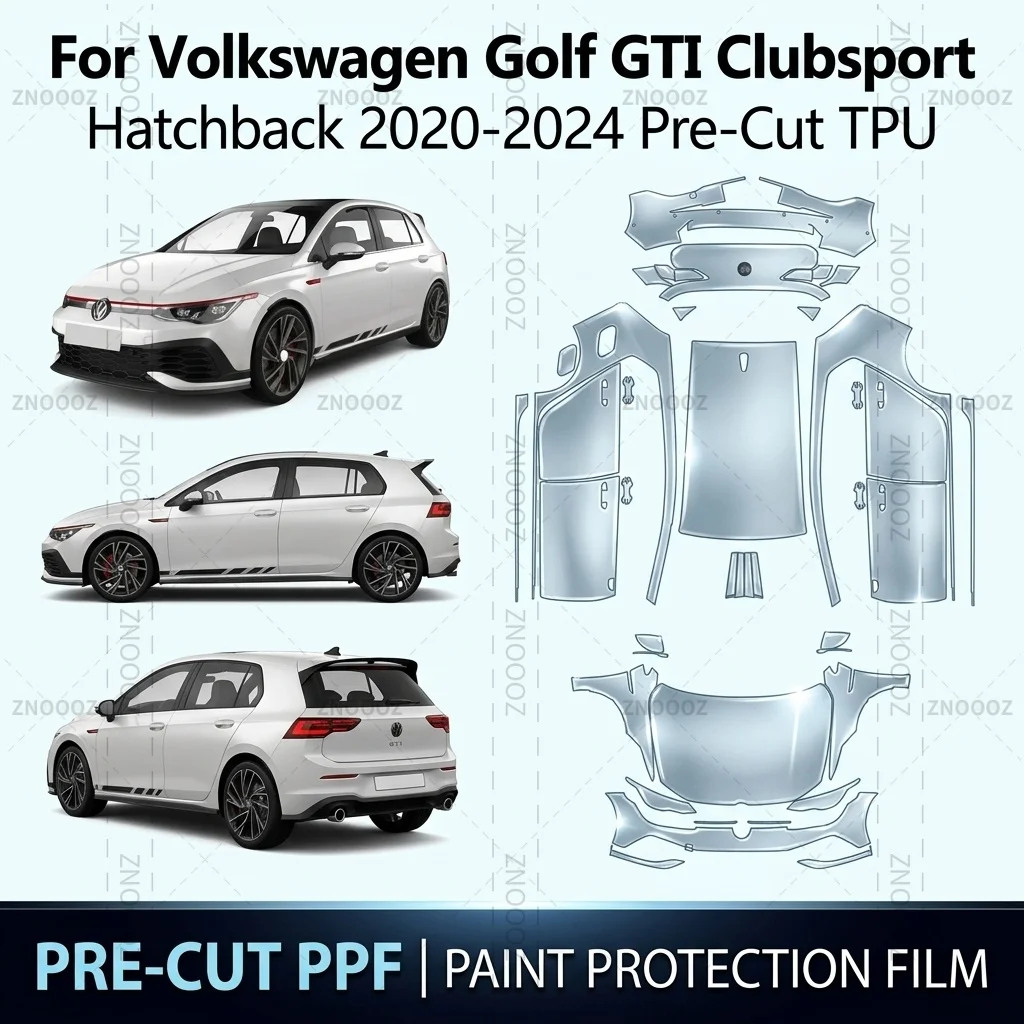 For Volkswagen Golf GTI Clubsport Hatchback 2020-2024 Pre-Cut TPU PPF Paint Protection Full Vehicle Glossy Clear Matte Black