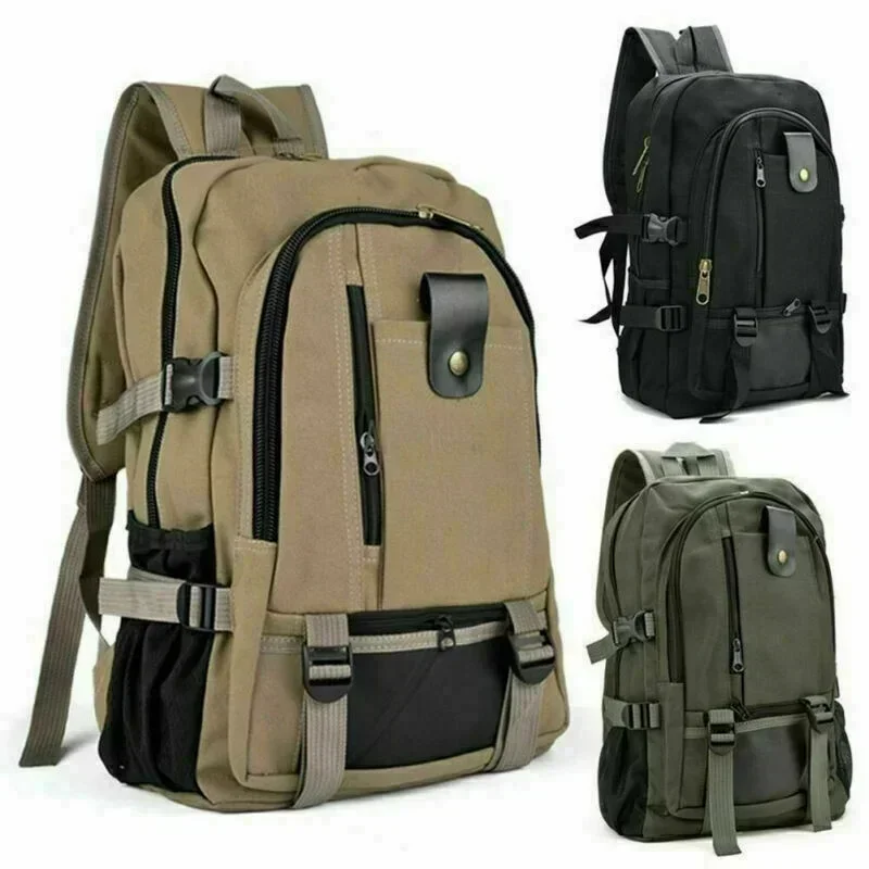 Mochila masculina simples e elegante, mochila de lona de viagem de grande capacidade, nova