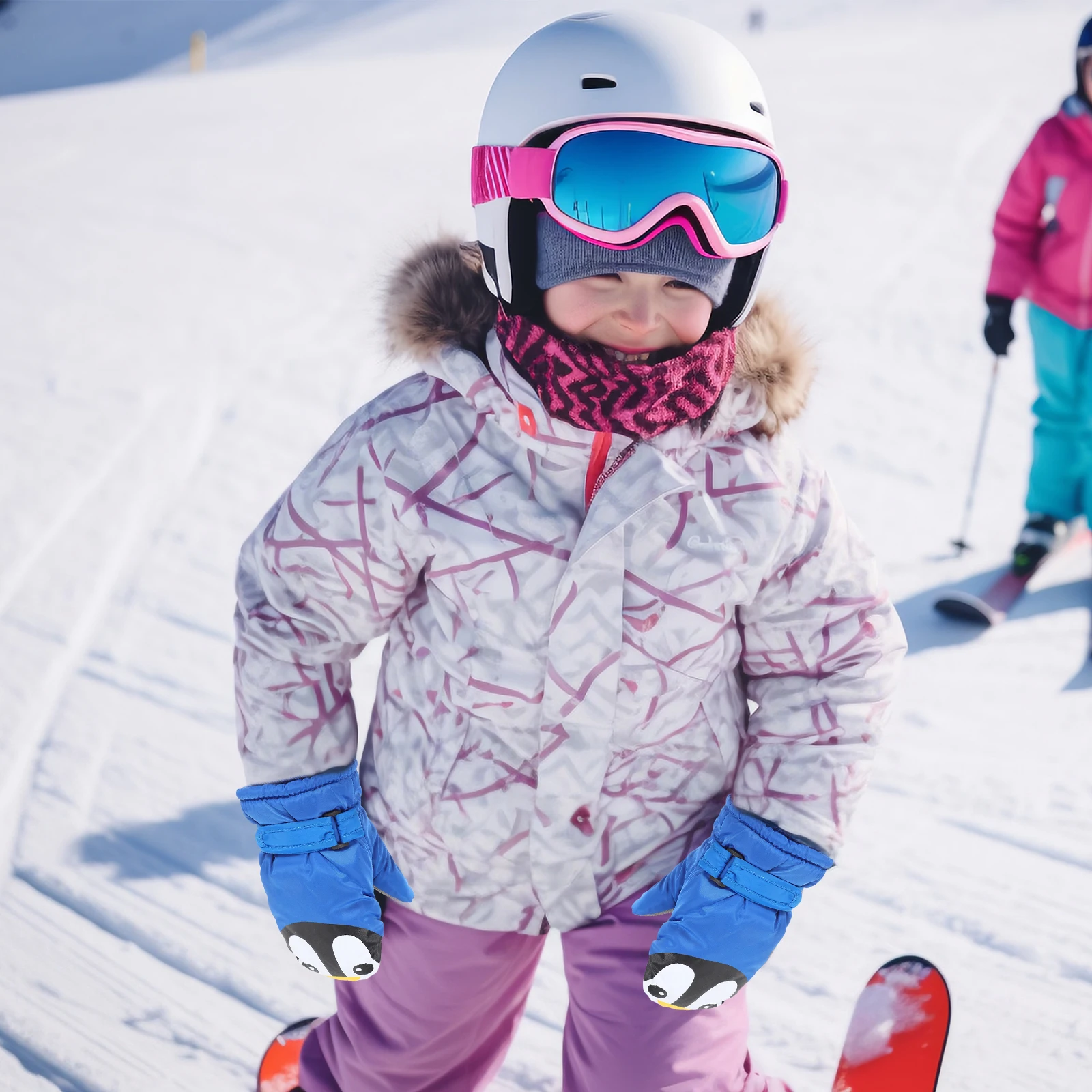

1 пара водонепроницаемых детских лыжных зимних перчаток, теплые регулируемые защитные перчатки для запястий, уличные перчатки для детей, детские перчатки, теплые перчатки
