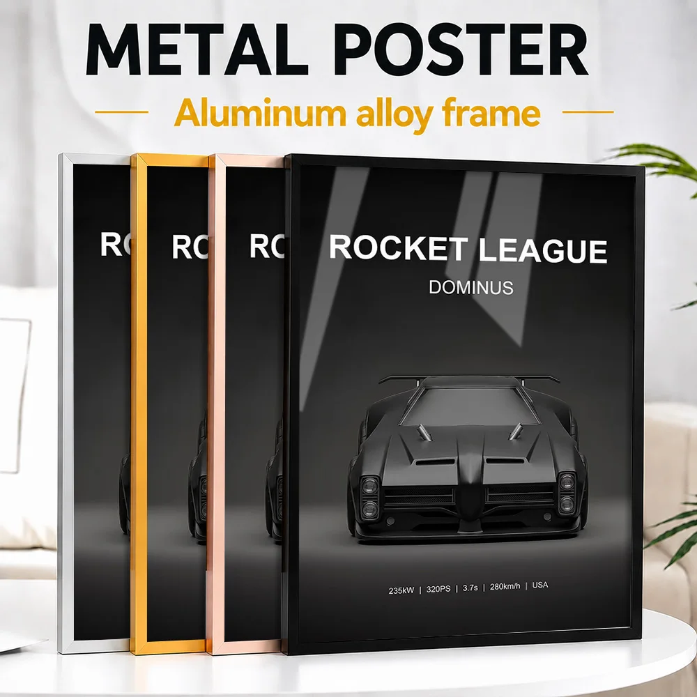 Rocket League Black Dominus Car Framed Aluminum Metal Poster Customized Studio Graphic Wall Art For Bedroom Or Gaming Lounge