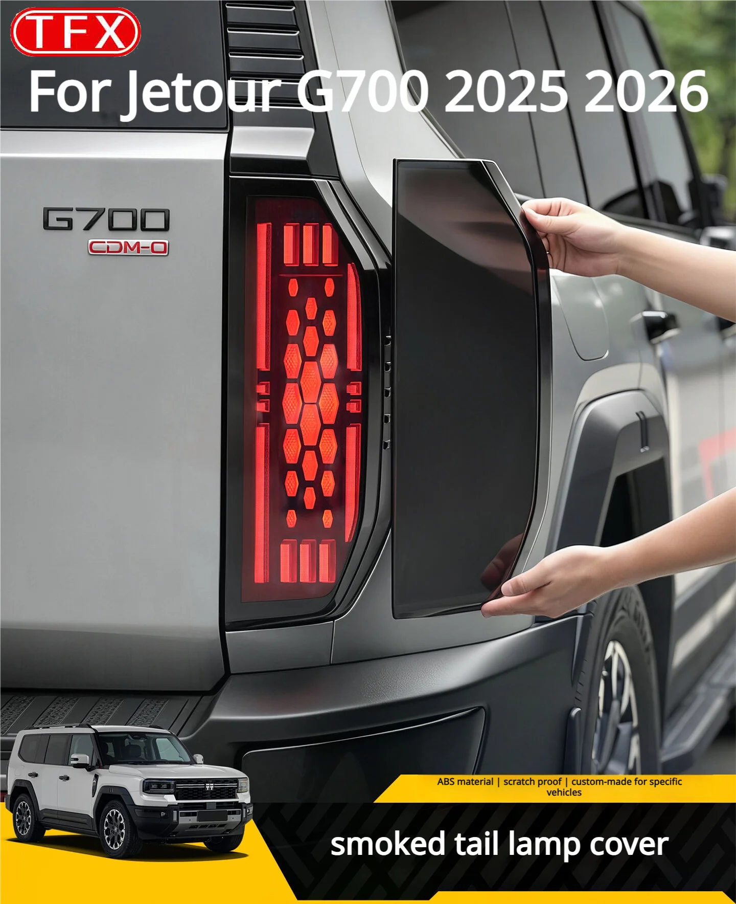 For Jetour G700 2025 2026 Car Styling Blackened Tail Light Lamp Cover Trim Decal Black Knight Style Appearance Auto Accessories