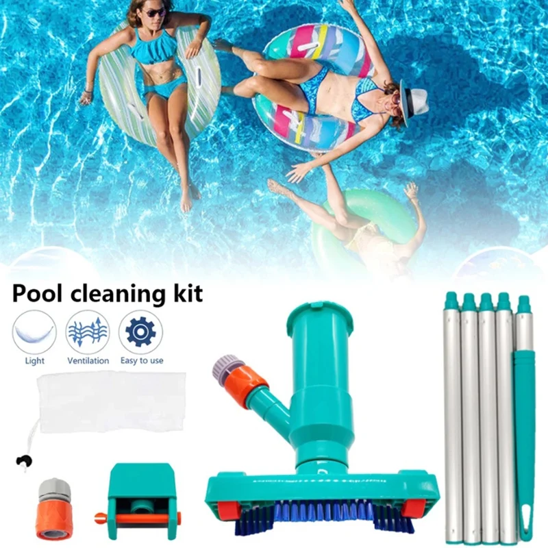 Swimming Pool Cleaner Set Pond Fountain Skimmer Bottom Vacuum Cleaner Brush With Handle Swimming Pool Cleaning Tool