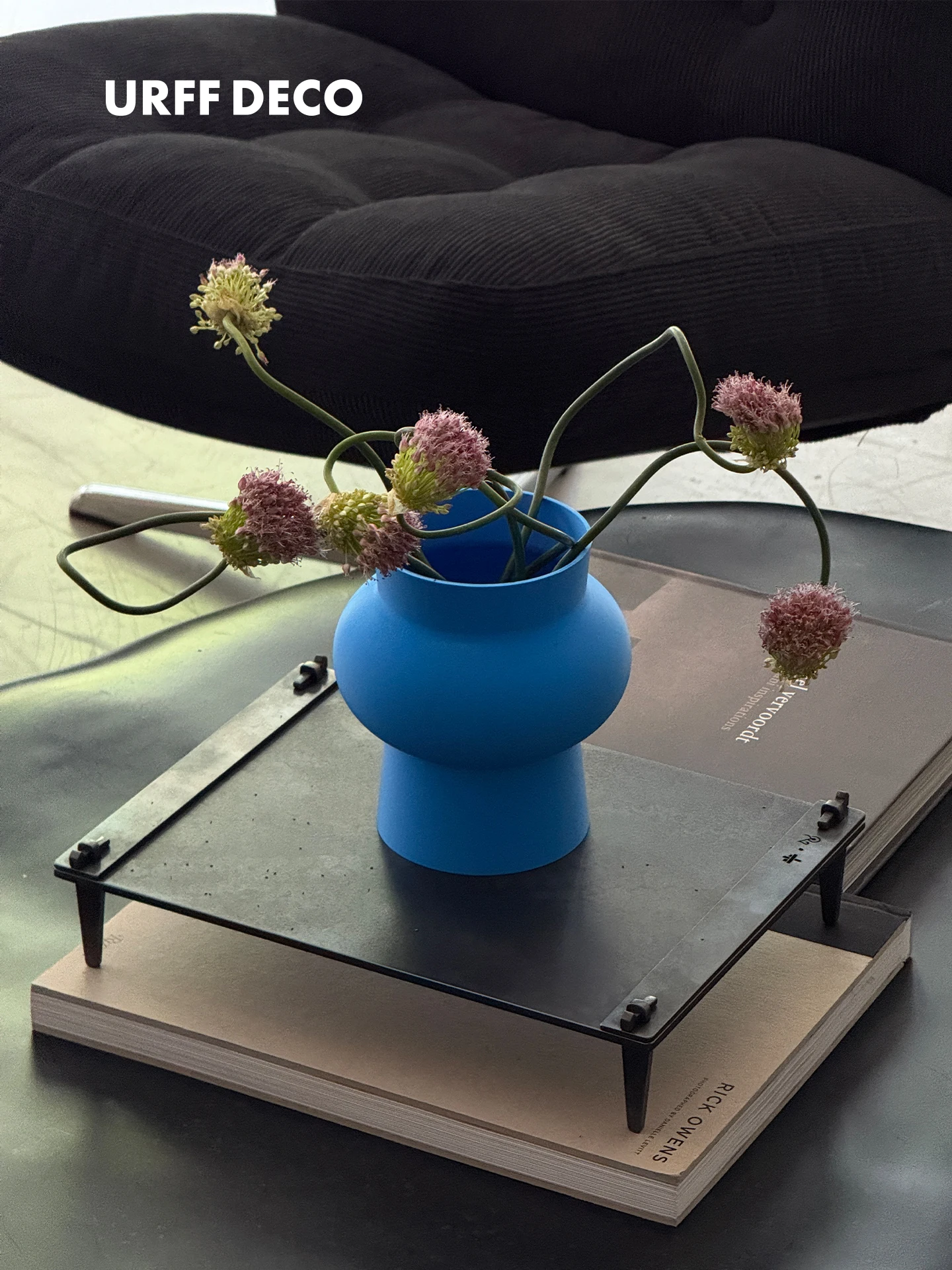 

URFF DECO Оригинальная 3D-печатная синяя ваза для цветов в архитектурном стиле, настольное украшение, декор для гостиной, пластиковый цветочный горшок