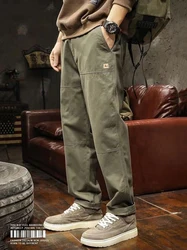 Vintage Y2k Straight Casual Cargo Pants Men Wide Leg Work Military Tactical Long Trousers 2024