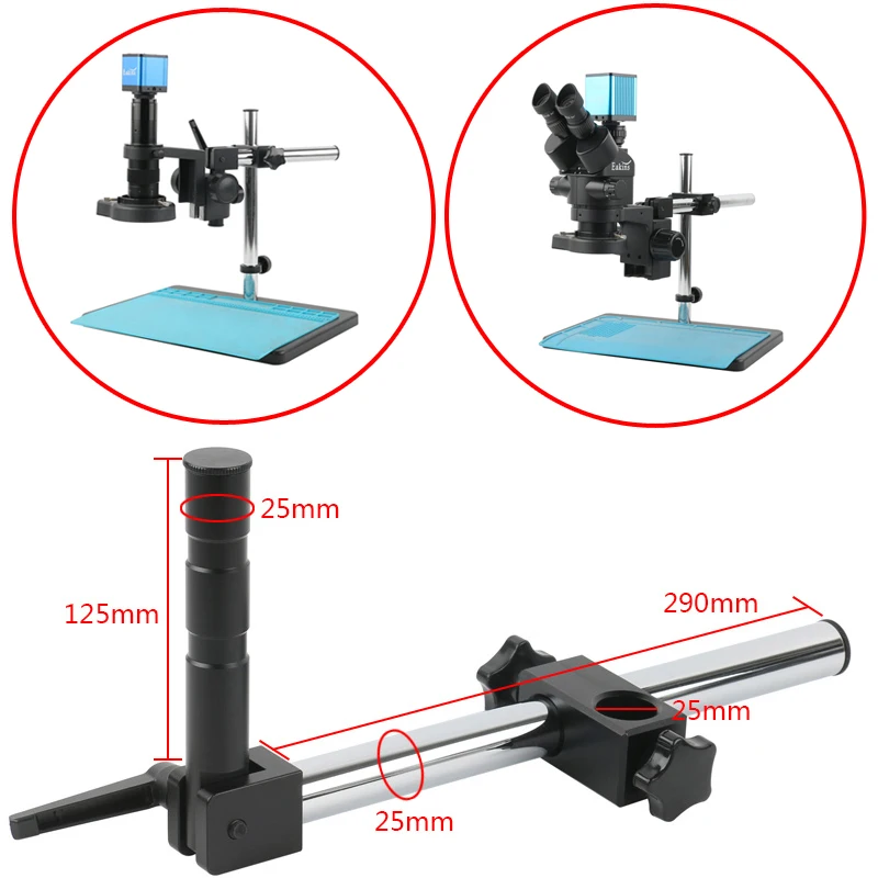 25mm Video Camera Microscope Stand Boom Arm Rotatable Single Universal Bracket Industrial Microscopy Zoom Monocular C Mount Lens