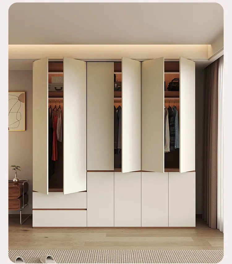 P6/29   imported oak household bedroom cream wind segmented simple assembly solid wood wardrobe