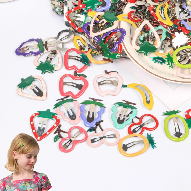 

Корейские милые зажимы для волос с фруктами, яблоко, банан, клубника, ананас, узор, мини-заколки, Мультяшные аксессуары для волос для девочек