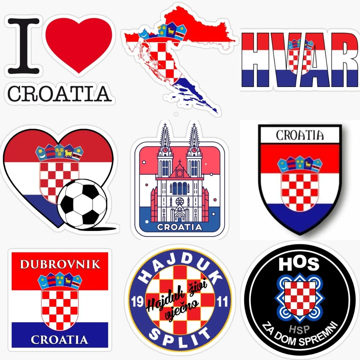 

Croatia HR Flag Map National Emblem Creative PVC Sticker for Decorate Car Truck Table Motorcycle Laptop Door Bumper Wall Helmet