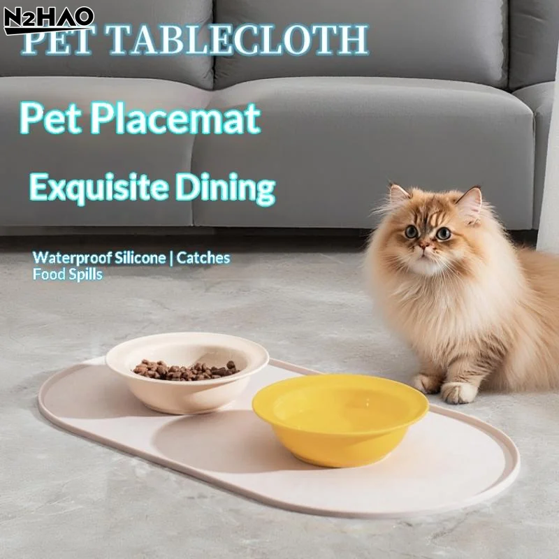 

Коврик для кормления кошек 45,5*24,5 см с нескользящим водонепроницаемым покрытием, совместимый с мисками для кошек/собак, для многокотных и многопесных домохозяйств