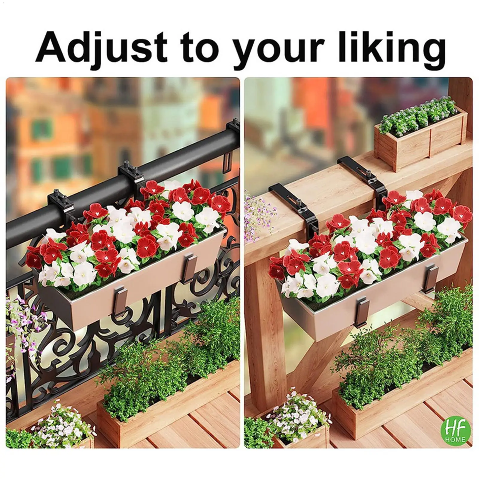 Flower Box Brackets Adjustable flower pot bracket Metal Railing Strong load-bearing capacity Outdoor Garden Fence Bracket