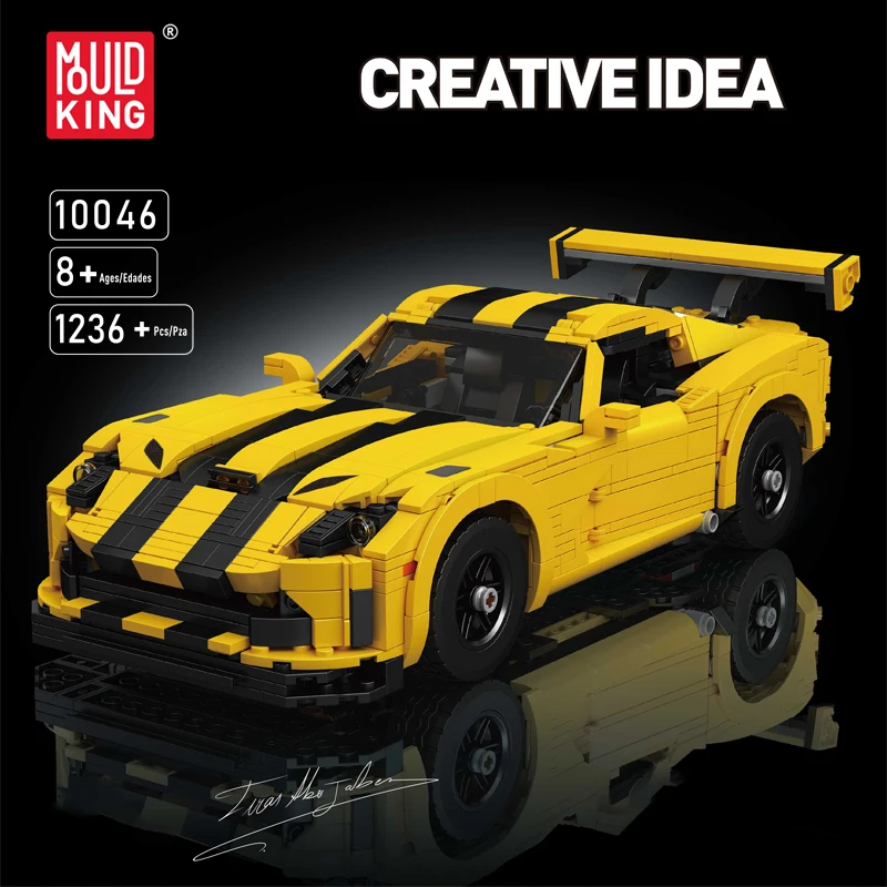 MOLD KING 10046 Creative MOC-120125 Viper sourire voiture décennie s de Construction Technique Hypercar Idéal Jouets pour garçons Cadeau D'anniversaire