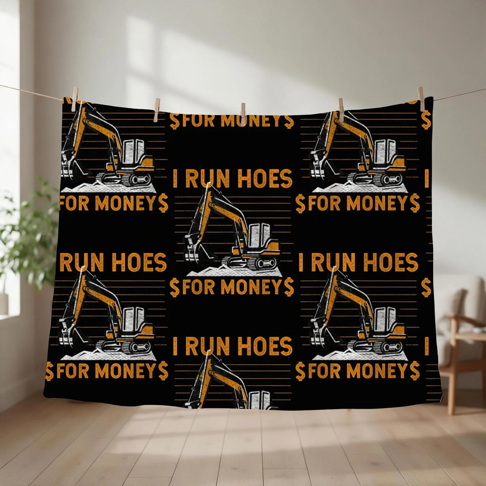 Funny Heavy Equipment Tractor Operator Throw Blanket couch cozy soft plush fuzzy picnic outdoor blanket