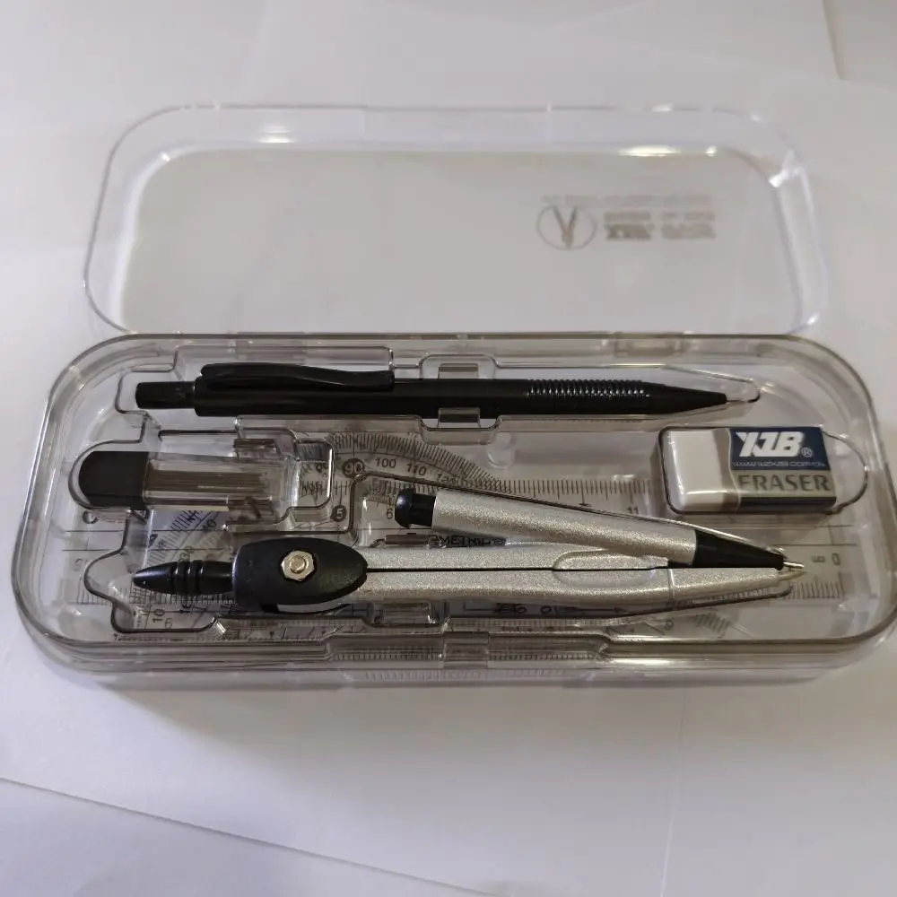 8Pcs/Set Multifunctional Drawing Compass Ruler Kit Precise Portable Math Measuring Tool Compact Triangle Ruler